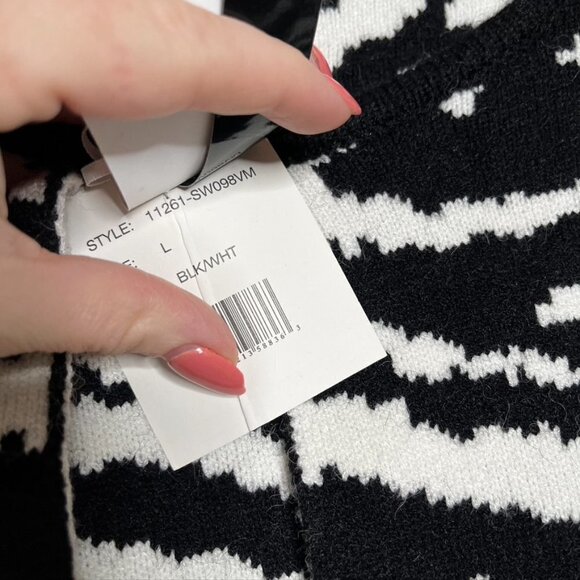 Sioni Zebra Duster Cardigan Size Large Viscose Black White NWT - Picture 10 of 11